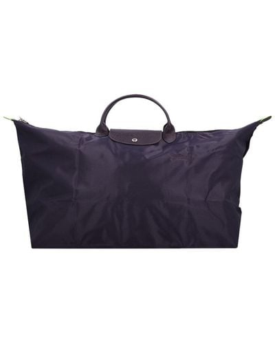 Longchamp Le Pliage Medium Canvas & Leather Travel Bag - Blue