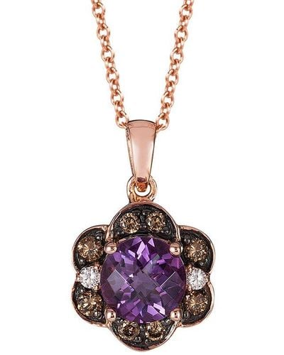 Le Vian Le Vian 14k Rose Gold 1.42 Ct. Tw. Diamond & Amethyst Necklace - Pink