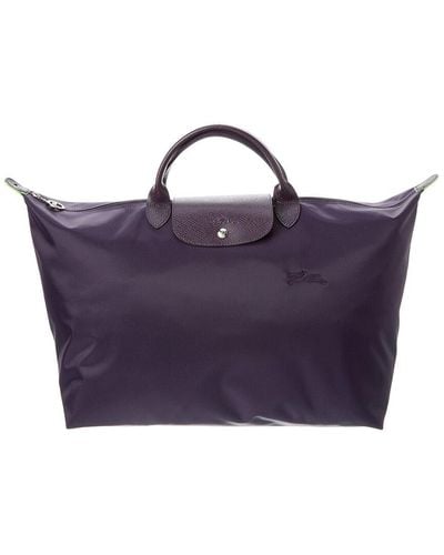 Longchamp Le Pliage Green Small Canvas & Leather Travel Bag - Purple