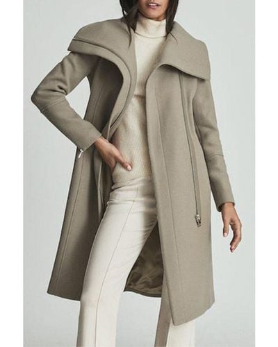 Reiss Roxi Wool-blend Wrap Coat - Gray