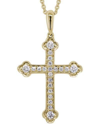 Diamond Select Cuts 14k Cross Necklace - Metallic