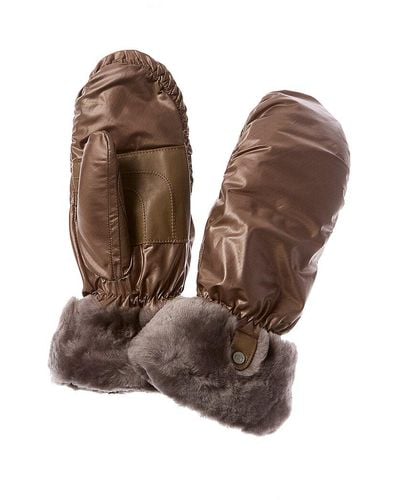 UGG All Weather Leather-trim Mittens - Brown