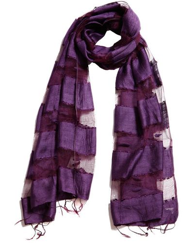 Blue Pacific Hand Woven Silk-blend Scarf - Purple