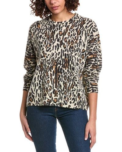 Minnie Rose Leopard Oversized Cashmere Sweater - Black
