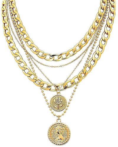 Liv Oliver 18k Plated Coin Necklace - Metallic