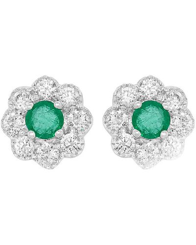 Diana M. Jewels Fine Jewelry 14k 0.65 Ct. Tw. Diamond & Emerald Studs - Green