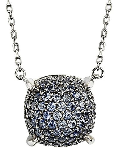 Suzy Levian Silver Diamond & Blue Sapphire Necklace