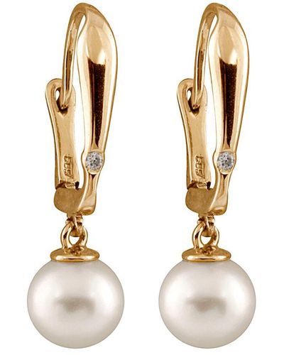 Masako Pearls Splendid Pearls 14k Diamond & 8-8.5mm Pearl Earrings - Metallic