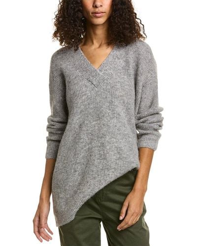 Ganni V-neck Alpaca & Wool-blend Pullover - Gray