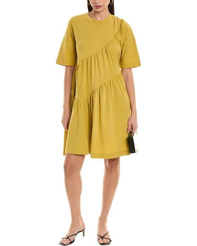 Alpha Studio Shirred T-shirt Dress - Yellow
