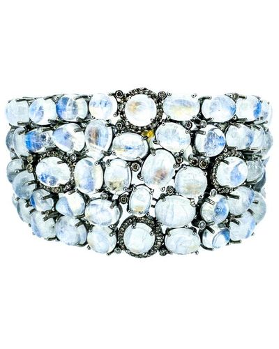 Arthur Marder Fine Jewelry Silver 2.80 Ct. Tw. Diamond & Moonstone Bracelet - Blue