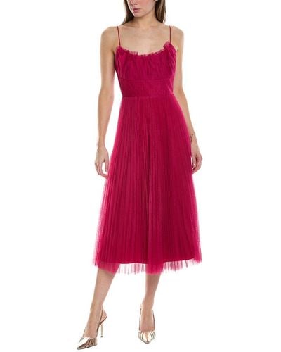 ML Monique Lhuillier Tulle A-line Dress - Red