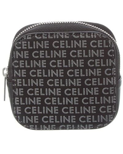 Celine Squared Leather Coin Purse - Gray