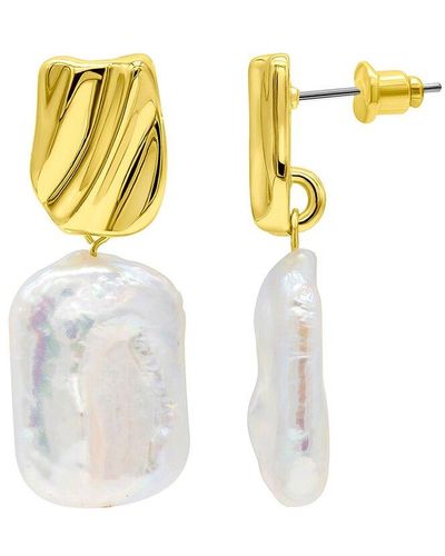 Adornia 14k Plated 19.05mm Pearl Dangle Earrings - White