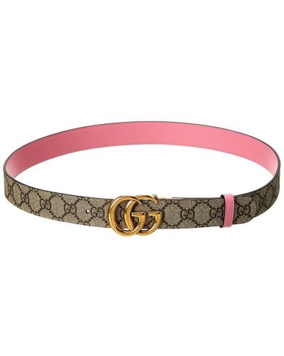 Gucci GG Marmont Reversible GG Supreme Canvas & Leather Belt - Red