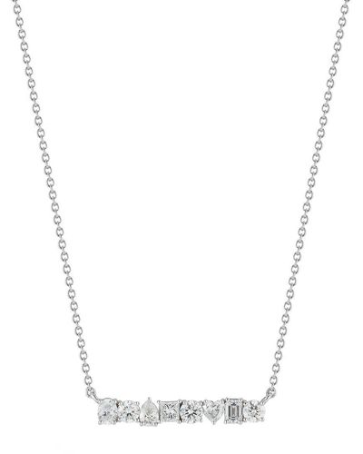 Nephora 14k 1.14 Ct. Tw. Diamond Mixed Shape Bar Necklace - White