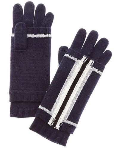 Hannah Rose Rainbow Stripe 3-in-1 Cashmere Tech Gloves - Blue