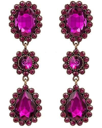 Eye Candy LA Luxe Collection Crystal Cascade Drop Earrings - Purple