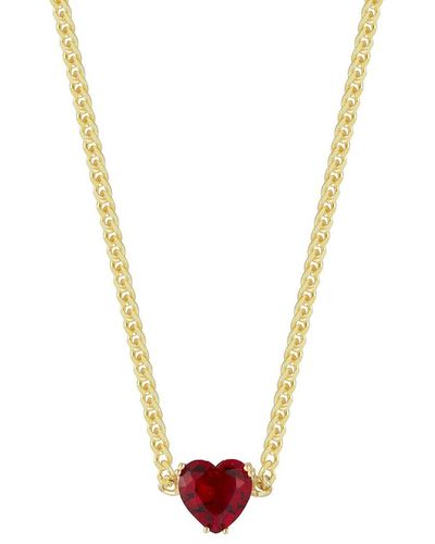 Sphera Milano 14K Over Cz Heart Collar Necklace With Curb Chain - Metallic