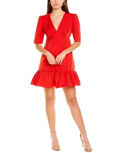 Nicole Miller Taffeta Shift Dress - Red
