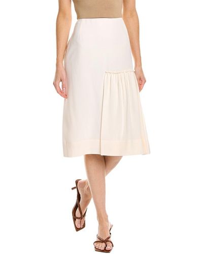 Ferragamo Ferragamo Silk Midi Skirt - White