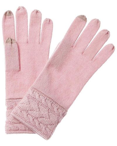 Forte Braided Cable Cashmere Gloves - Pink