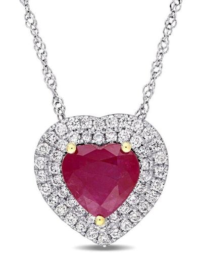 Rina Limor 14k 1.69 Ct. Tw. Diamond & Ruby Necklace - Pink