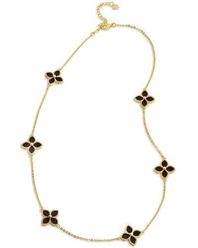 Savvy Cie 18k Over Silver Onyx Collar Necklace - White