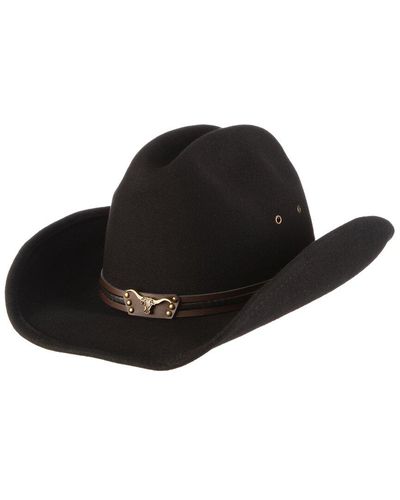 Scala Wool Felt Western Hat - Black