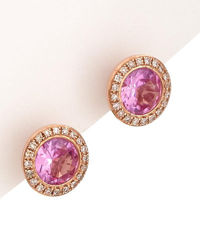 Diana M. Jewels Fine Jewelry 14k Rose Gold 2.15 Ct. Tw. Diamond & Topaz Circular Studs - Pink