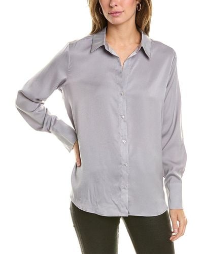 Rachel Roy Button-down Satin Shirt - Gray