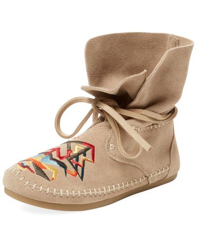 TOMS Zahara Embroidered Moccasin Bootie - Brown