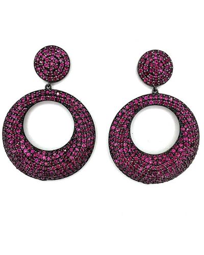 Arthur Marder Fine Jewelry Silver 10.00 Ct. Tw. Ruby Drop Earrings - Purple