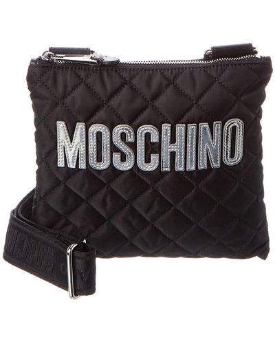 Moschino Logo Print Quilted Nylon Crossbody - Black