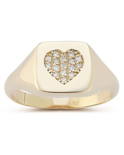 Ember Fine Jewelry 14k 0.11 Ct. Tw. Diamond Heart Signet Ring - White