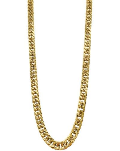 Adornia 14k Plated Water Resistant Extra Thick 9mm Cuban Chain Necklace - Metallic