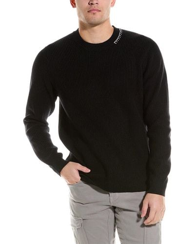 Helmut Lang Embroidered Wool-blend Crewneck Sweater - Black