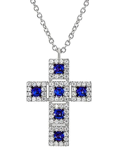 Diana M. Jewels Fine Jewellery 14k 0.76 Ct. Tw. Diamond & Sapphire Necklace - Blue