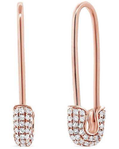Sabrina Designs 14k Rose Gold 0.43 Ct. Tw. Diamond Safety Pin Earrings - White