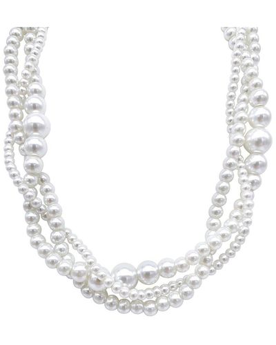 Adornia 14k Plated Pearl Necklace Set - White