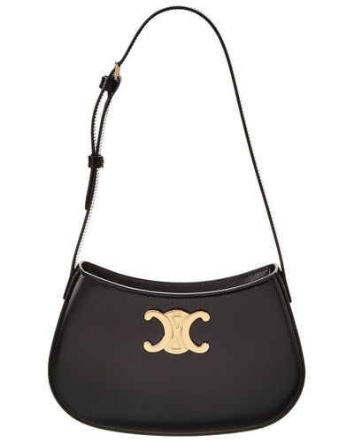 Celine Tilly Medium Leather Shoulder Bag - Black