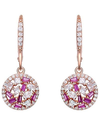 Genevive Jewelry 18k Rose Gold Vermeil Earrings - Pink
