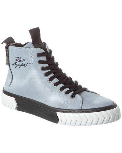 Karl Lagerfeld Embroidered Suede High-top Sneaker - Blue
