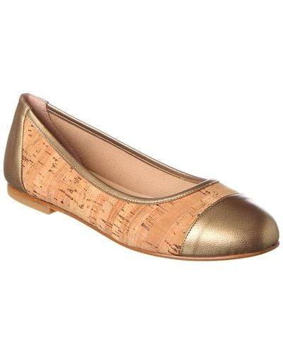 French Sole Venice Cork & Leather Flat - White