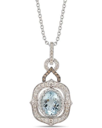 Le Vian Le Vian 14k 2.83 Ct. Tw. Diamond & Aquamarine Pendant Necklace - White