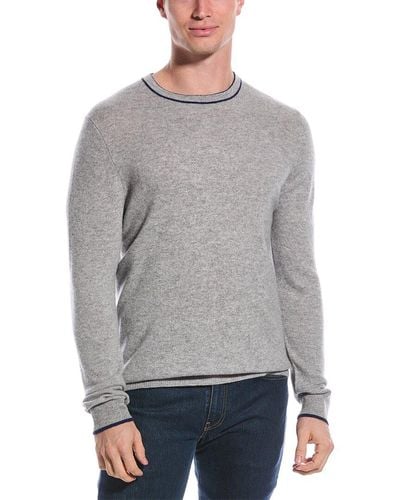 Qi Cashmere Contrast Trim Cashmere Sweater - Gray