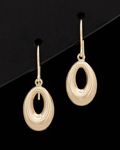 Italian Gold 14k Oval Drop Earrings - Black
