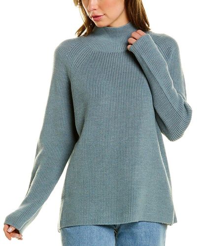 Eileen Fisher Turtleneck Wool Top - Blue