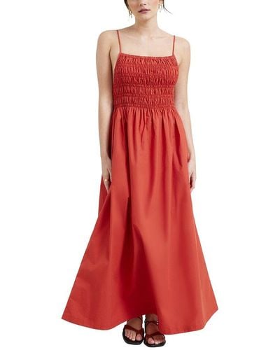 MODERN CITIZEN Sonika Smocked Bodice Dress - Red