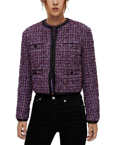 Maje Wool-blend Blazer - Purple